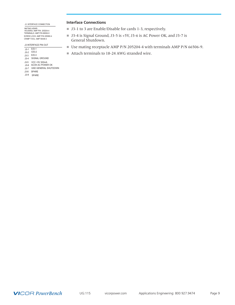 Interface connections, Attach terminals to 18-24 awg stranded wire | Vicor Westcor PFC Mini Power Factor Corrected AC-DC Switcher User Manual | Page 9 / 29