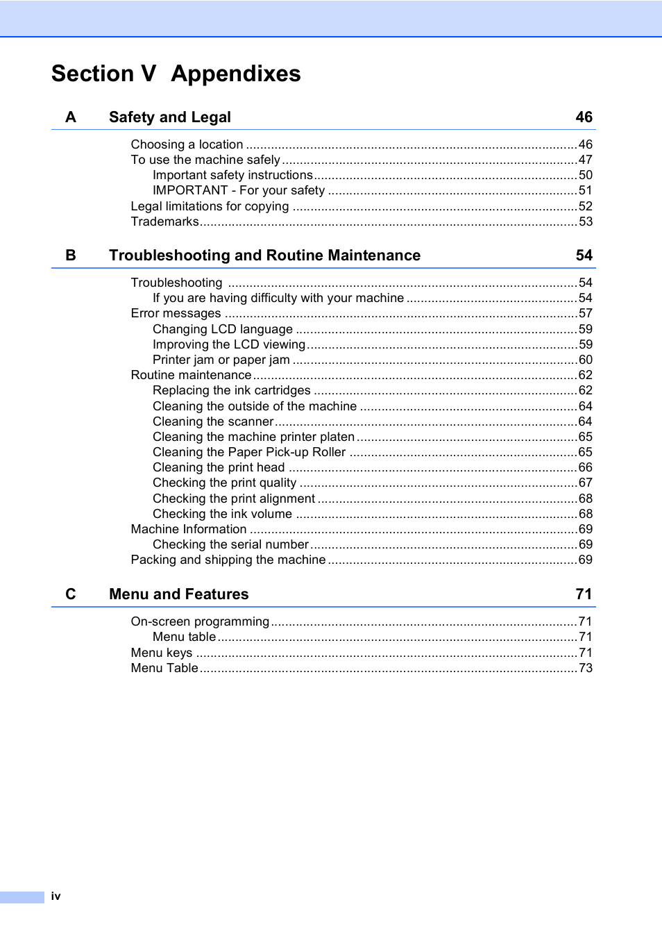 Brother DCP-135C User Manual | Page 6 / 98
