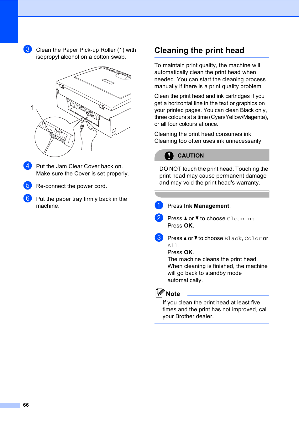 Cleaning the print head | Brother DCP-135C User Manual | Page 74 / 98