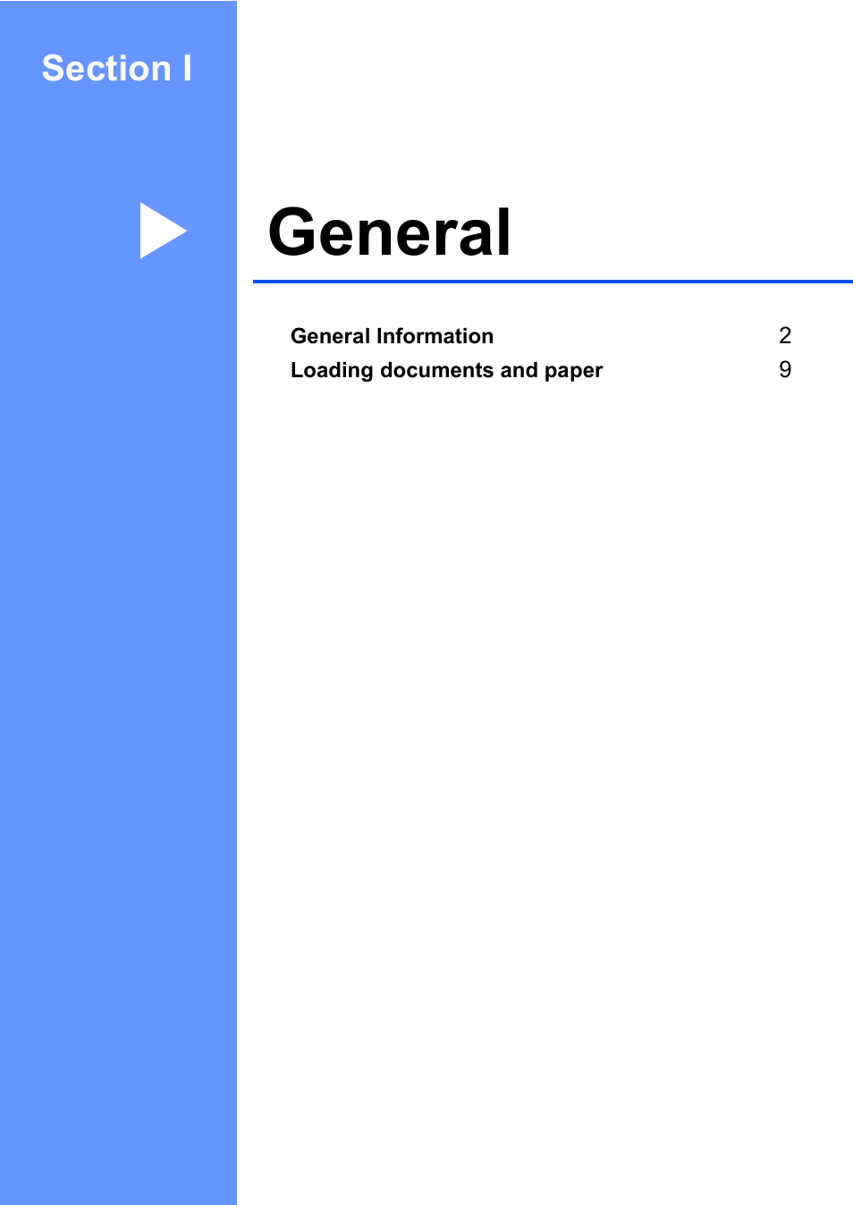Section i: general, Section i general, General | Brother DCP-135C User Manual | Page 9 / 98