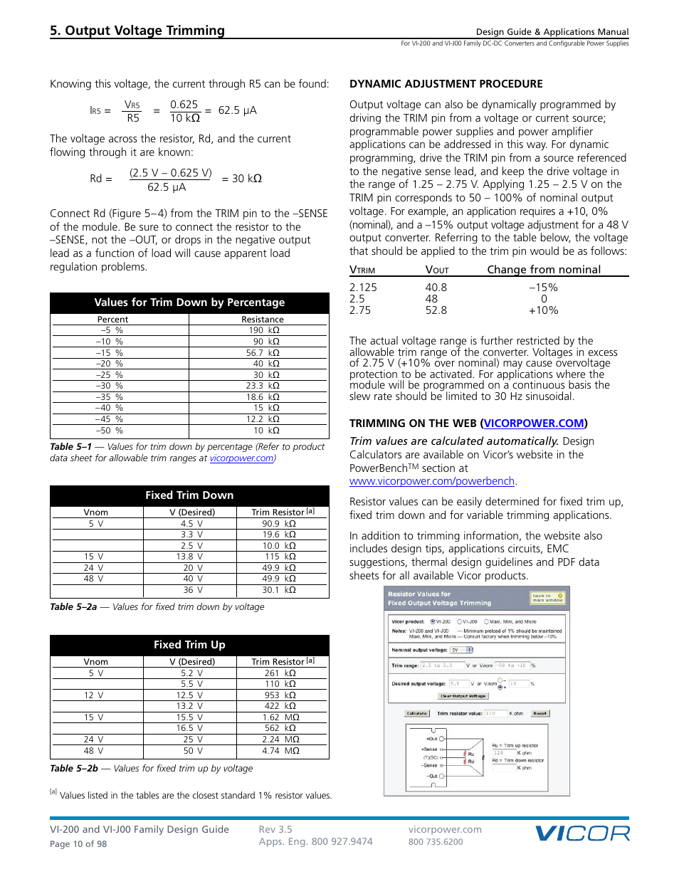 Output voltage trimming | Vicor VI-J00 Family DC-DC Converters and Configurable Power Supplies User Manual | Page 11 / 99