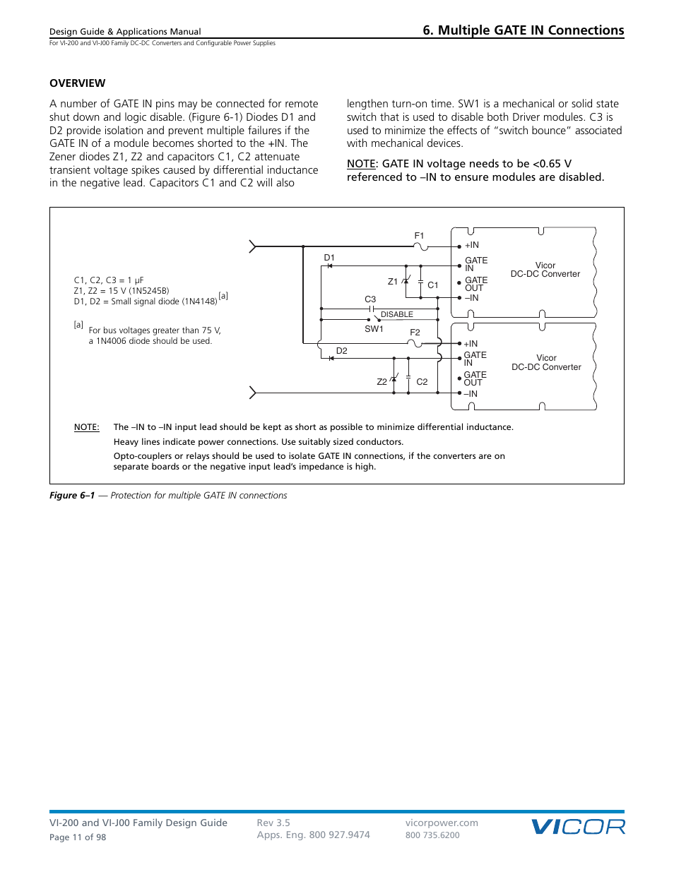 Sect. 06, Multiple gate in connections | Vicor VI-J00 Family DC-DC Converters and Configurable Power Supplies User Manual | Page 12 / 99