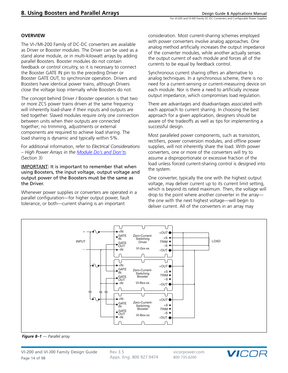 Sect. 08, Using boosters and parallel arrays | Vicor VI-J00 Family DC-DC Converters and Configurable Power Supplies User Manual | Page 15 / 99