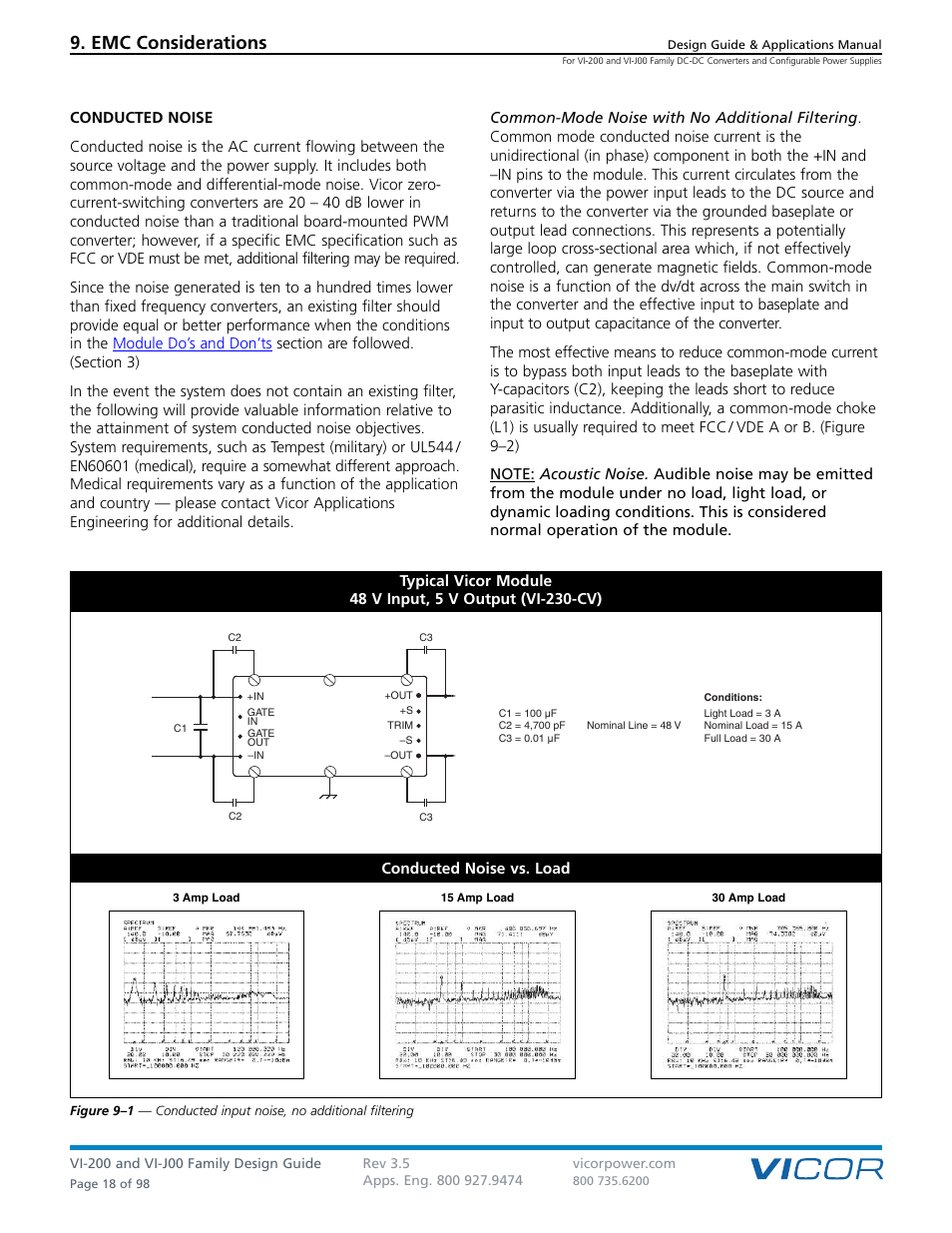 Sect. 09, Emc considerations | Vicor VI-J00 Family DC-DC Converters and Configurable Power Supplies User Manual | Page 19 / 99