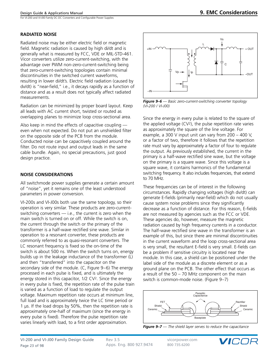 Emc considerations | Vicor VI-J00 Family DC-DC Converters and Configurable Power Supplies User Manual | Page 24 / 99