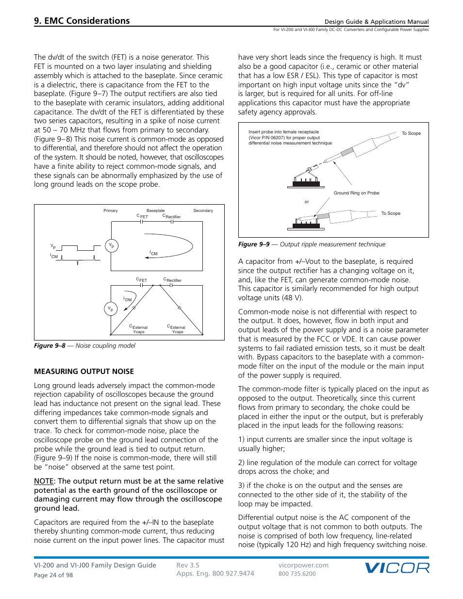 Emc considerations | Vicor VI-J00 Family DC-DC Converters and Configurable Power Supplies User Manual | Page 25 / 99