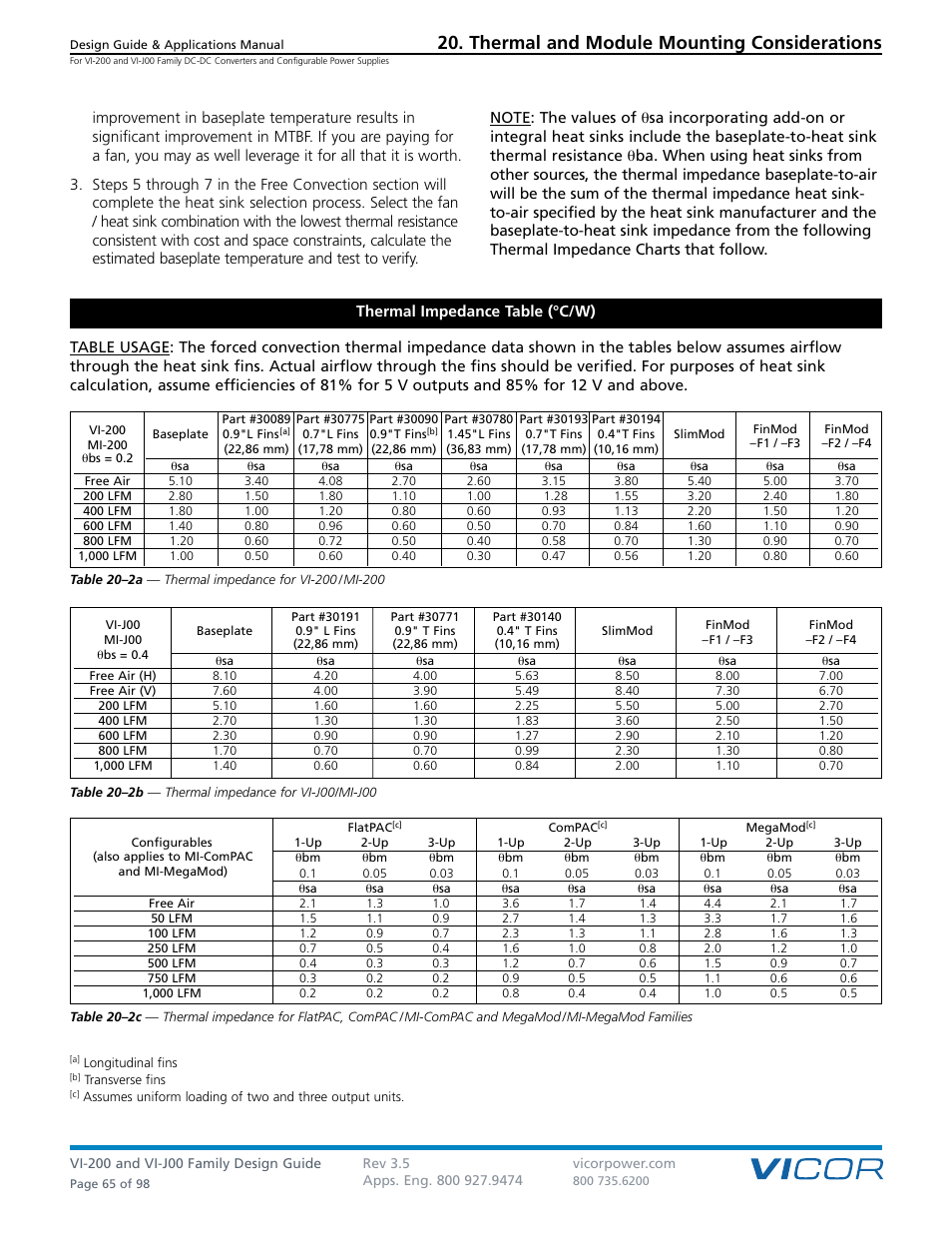 Thermal and module mounting considerations | Vicor VI-J00 Family DC-DC Converters and Configurable Power Supplies User Manual | Page 66 / 99