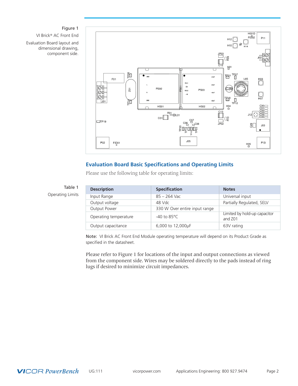 Vicor VI Brick AC Front End Evaluation Board User Manual | Page 2 / 6