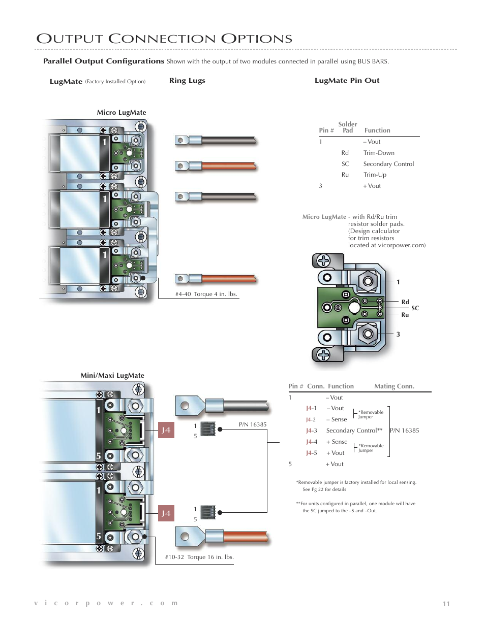 Utput, Onnection, Ptions | Vicor VIPAC 28 Vdc MIL-COTS User Manual | Page 12 / 21