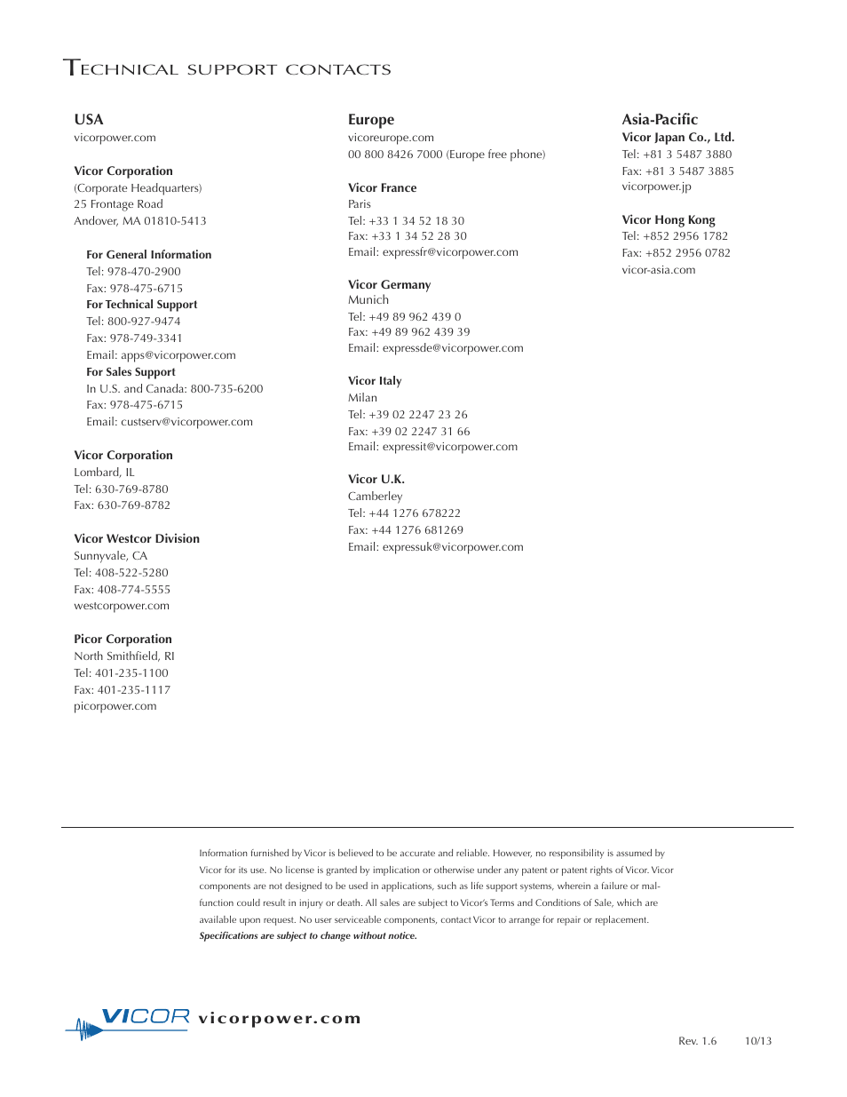 Vicor VIPAC 28 Vdc MIL-COTS User Manual | Page 21 / 21