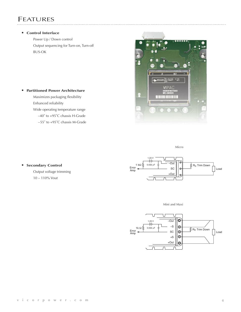 Eatures | Vicor VIPAC 28 Vdc MIL-COTS User Manual | Page 5 / 21