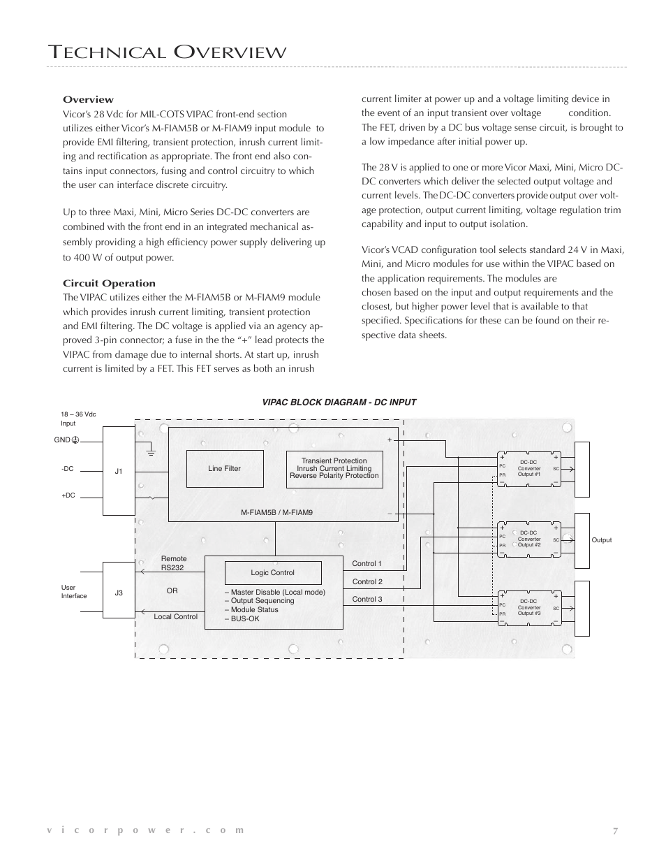 Echnical, Verview | Vicor VIPAC 28 Vdc MIL-COTS User Manual | Page 8 / 21