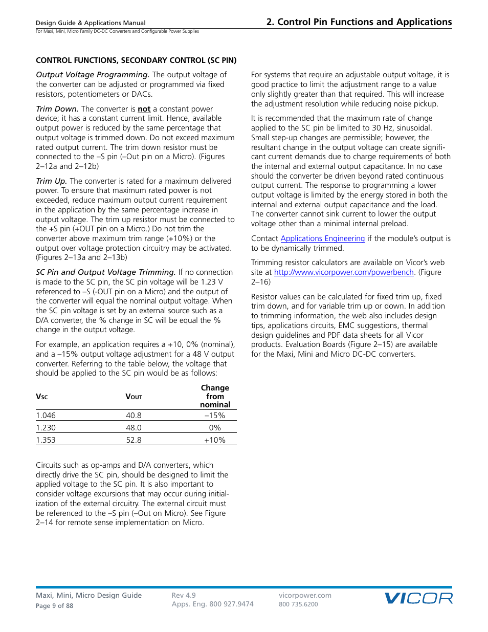 Control pin functions and applications | Vicor Micro Family of DC-DC Converter User Manual | Page 10 / 89