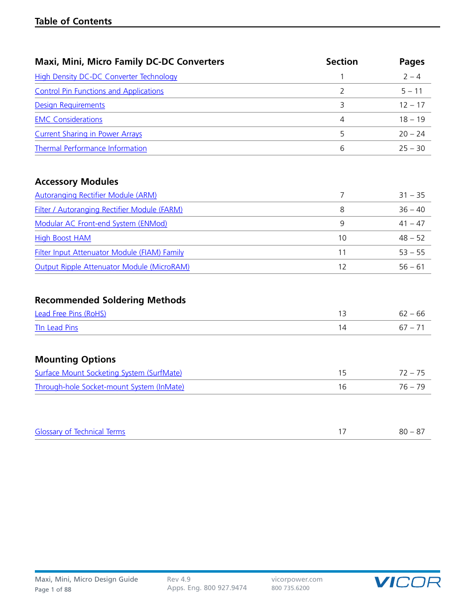 Vicor Micro Family of DC-DC Converter User Manual | Page 2 / 89