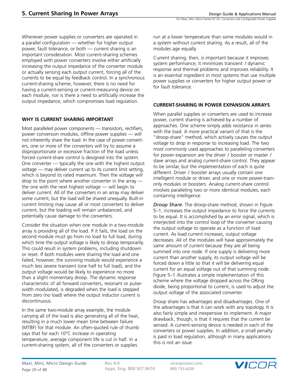 Current sharing in power arrays | Vicor Micro Family of DC-DC Converter User Manual | Page 21 / 89