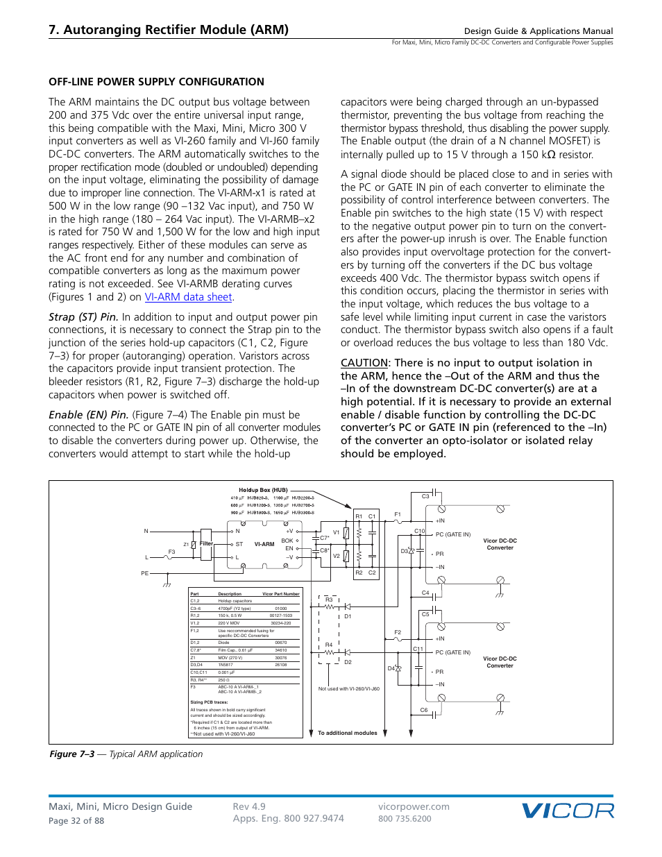 Autoranging rectifier module (arm), Figure 7–3 — typical arm application, Design guide & applications manual | Page 32 of 88 | Vicor Micro Family of DC-DC Converter User Manual | Page 33 / 89