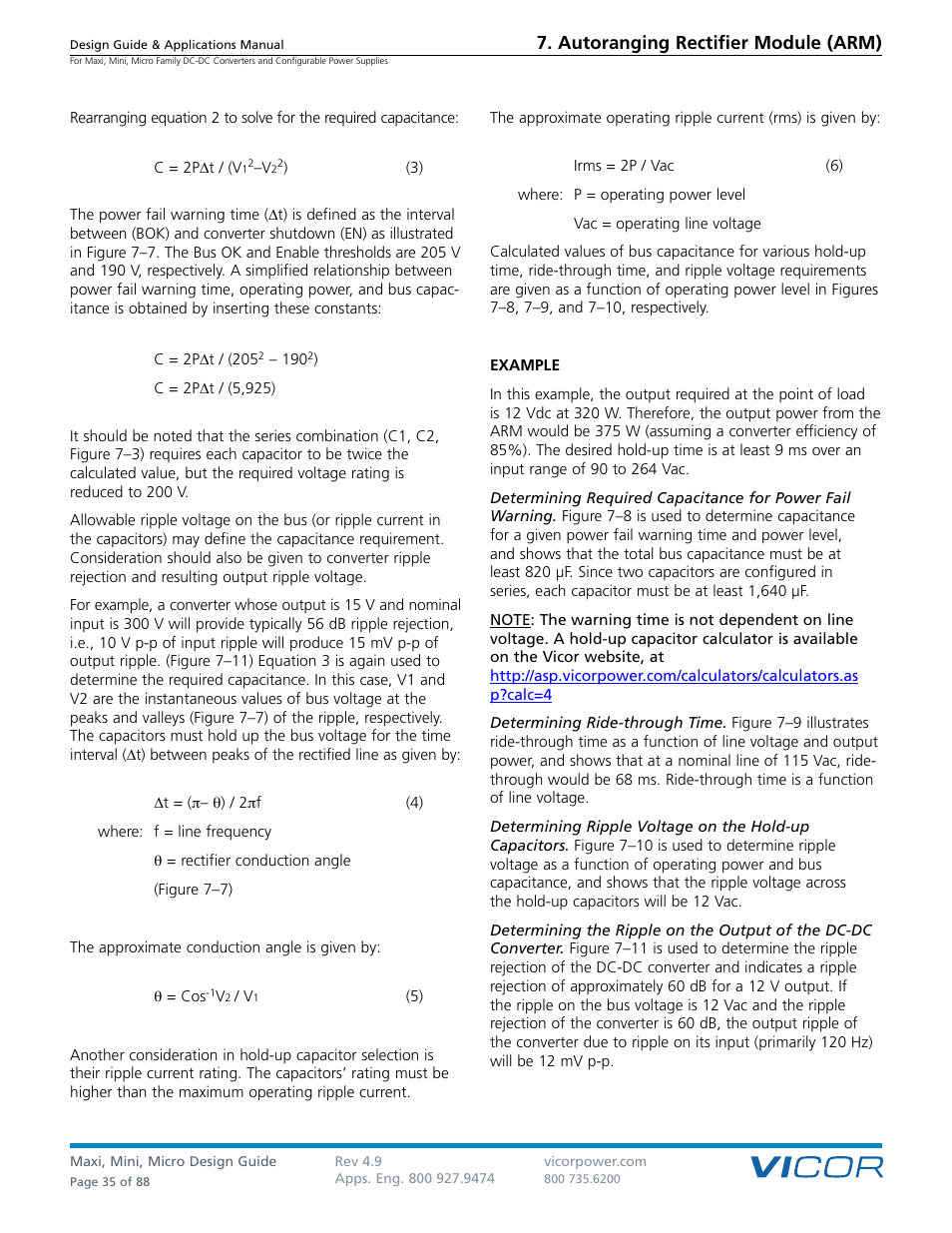 Autoranging rectifier module (arm) | Vicor Micro Family of DC-DC Converter User Manual | Page 36 / 89