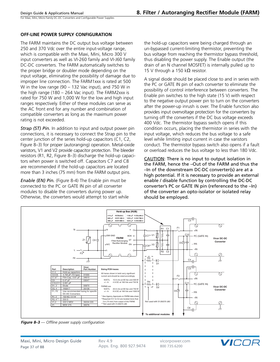 Filter / autoranging rectifier module (farm), Figure 8–3 — offline power supply configuration, Design guide & applications manual | Page 37 of 88 | Vicor Micro Family of DC-DC Converter User Manual | Page 38 / 89