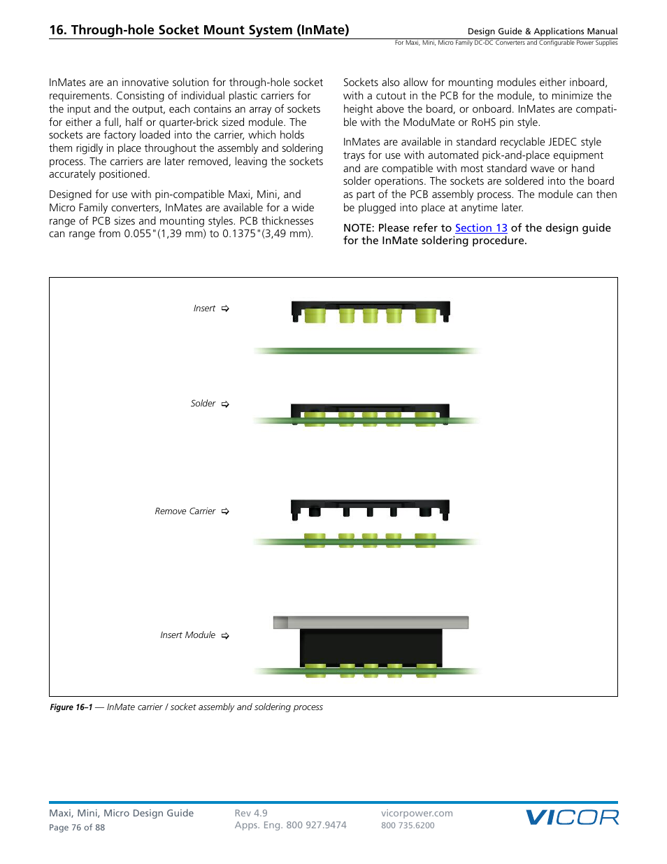 Through-hole socket-mount system (inmate), Through-hole socket mount system (inmate) | Vicor Micro Family of DC-DC Converter User Manual | Page 77 / 89