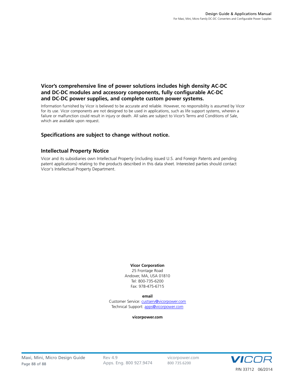 Vicor Micro Family of DC-DC Converter User Manual | Page 89 / 89