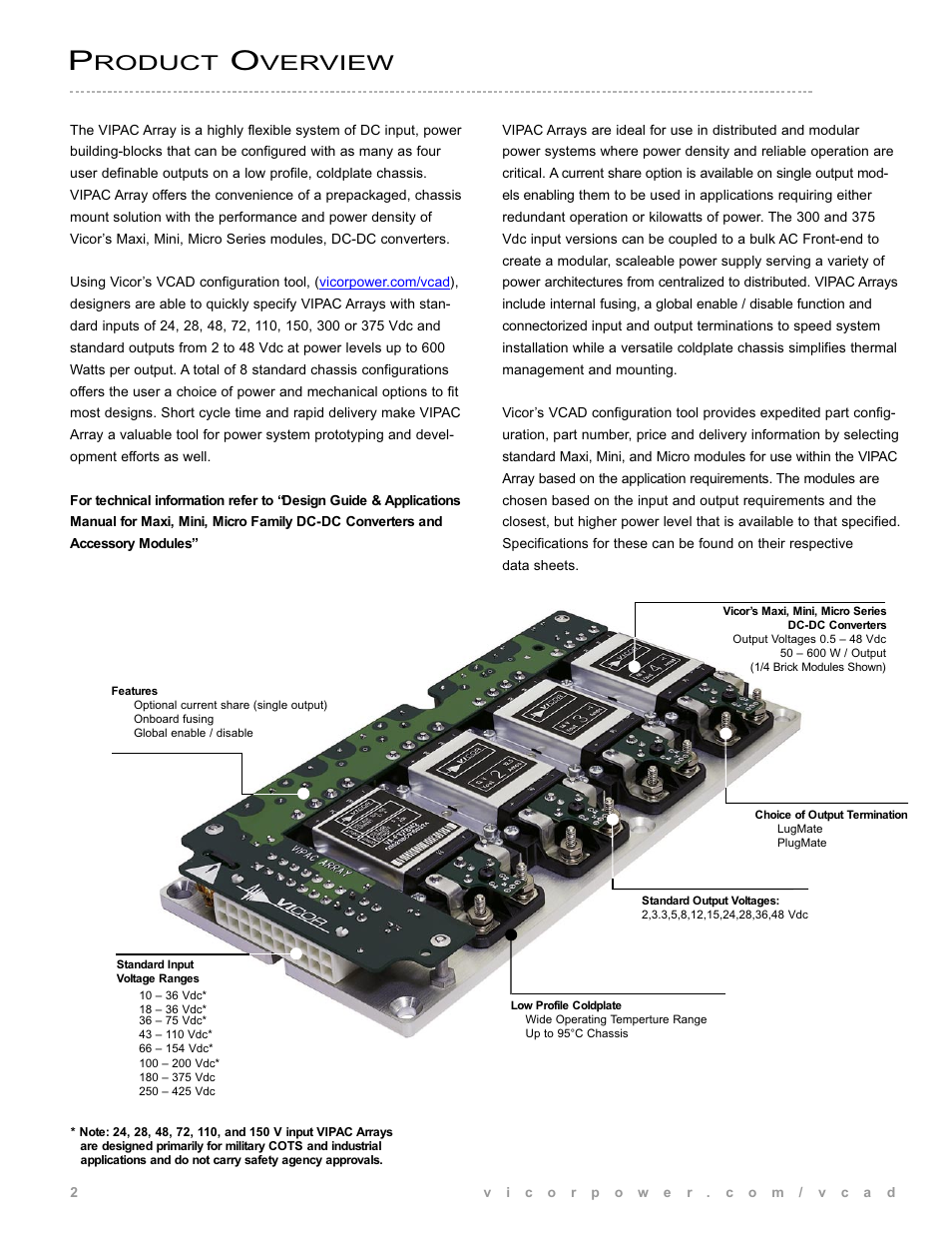 Roduct, Verview | Vicor VIPAC Array CONFIGURATION GUIDE User Manual | Page 3 / 14