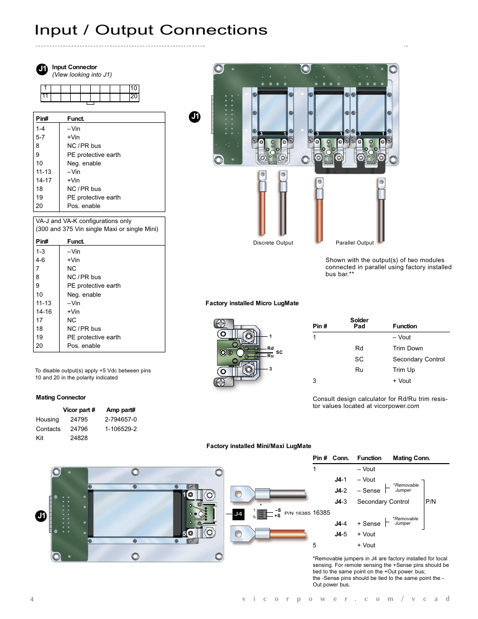 Input / output connections | Vicor VIPAC Array CONFIGURATION GUIDE User Manual | Page 5 / 14