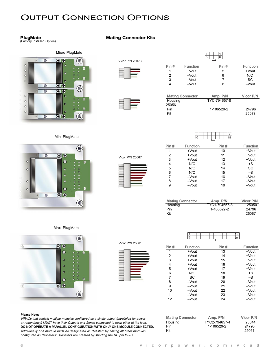 Utput, Onnection, Ptions | Vicor VIPAC Array CONFIGURATION GUIDE User Manual | Page 7 / 14