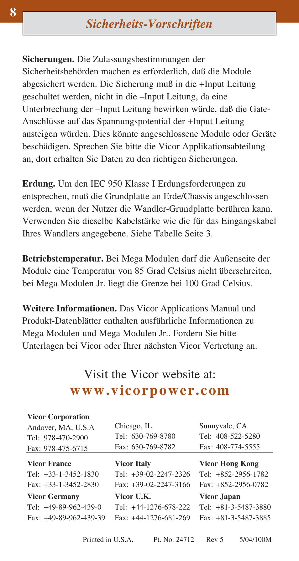 Vicor MegaMod DC-DC Converter Family User Manual | 8 pages