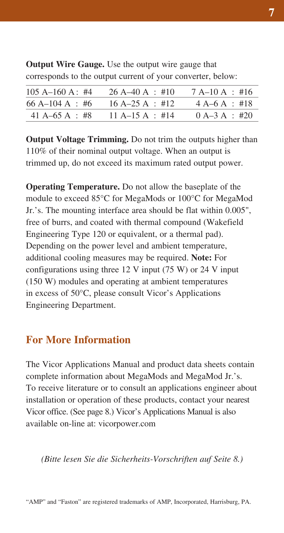 For more information | Vicor MegaMod DC-DC Converter Family User Manual | Page 8 / 8