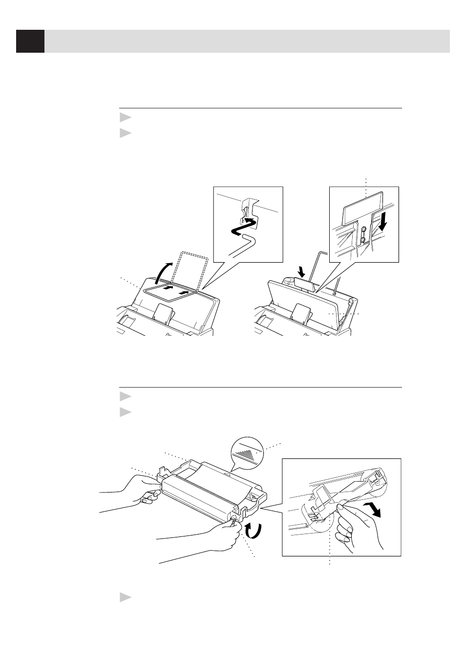 Attach recording paper support, Install the printing cartridge | Brother MFC 1780 User Manual | Page 20 / 99