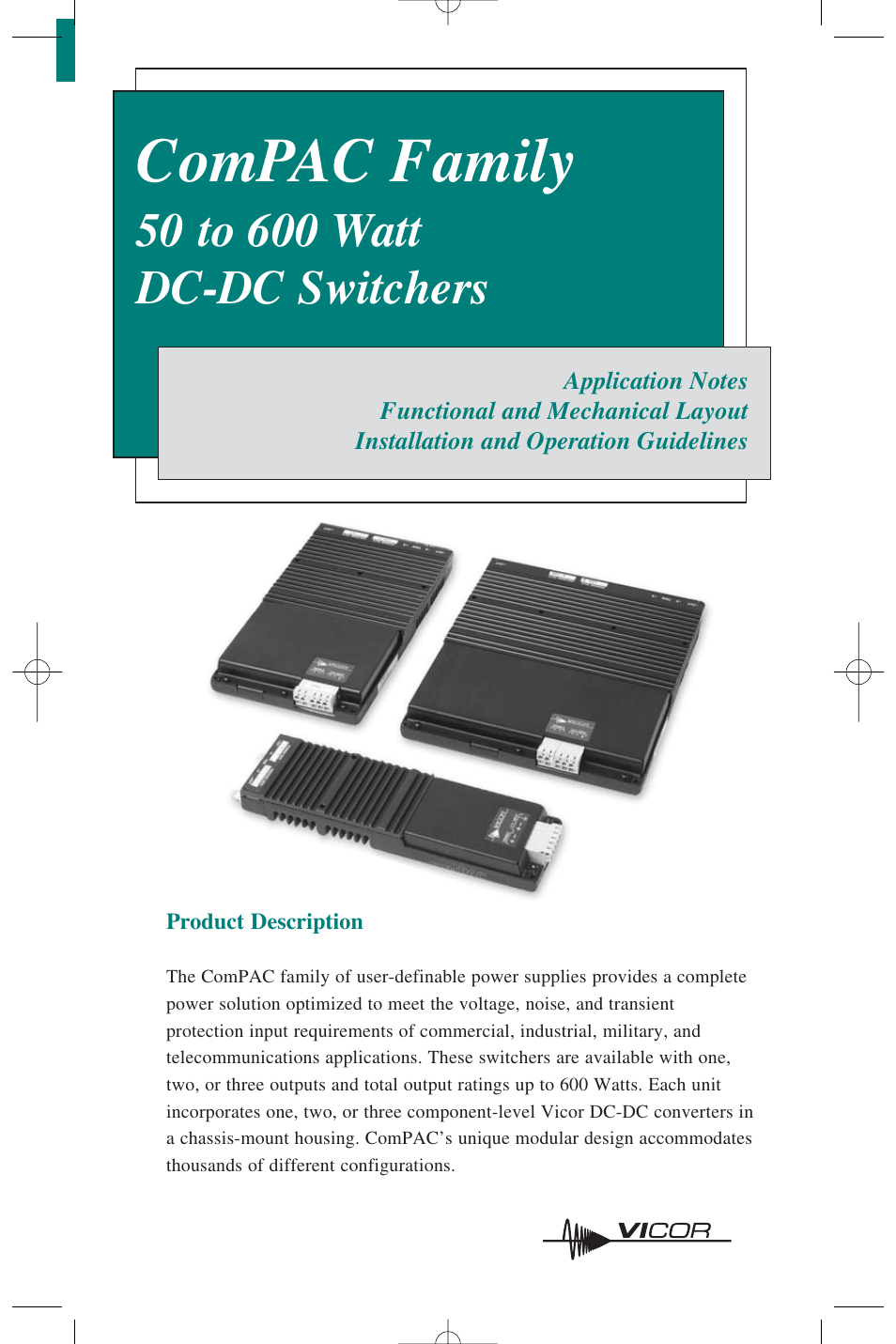 Vicor ComPAC Family 50 to 600 Watt DC-DC Switchers User Manual | 8 pages