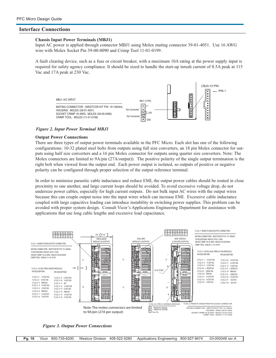 Interface connections, Figure 3. output power connections, Pfc micro design guide | Vicor PFC Micro Power Factor Corrected AC-DC Switcher User Manual | Page 10 / 23