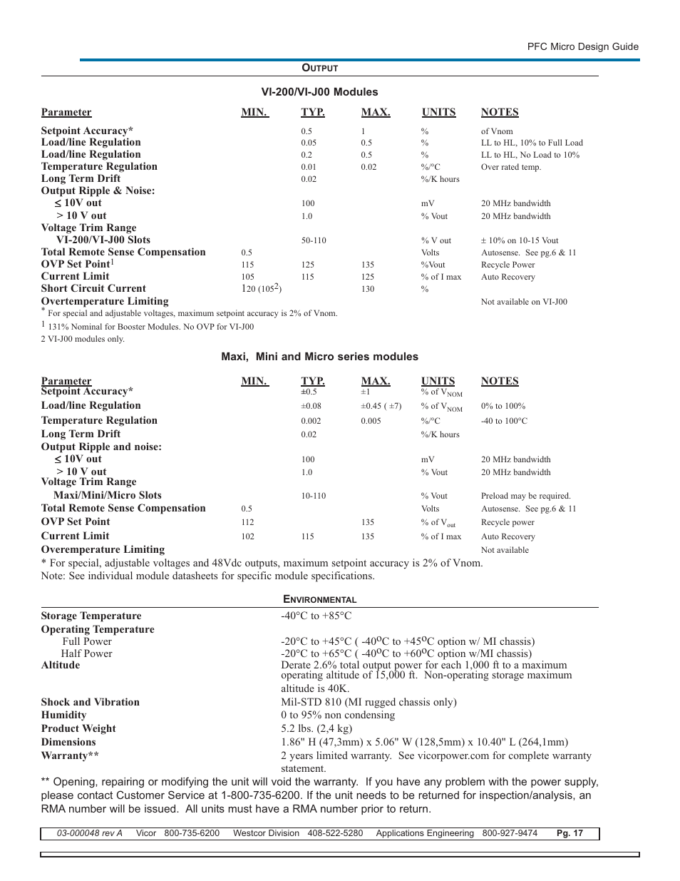 Vicor PFC Micro Power Factor Corrected AC-DC Switcher User Manual | Page 17 / 23