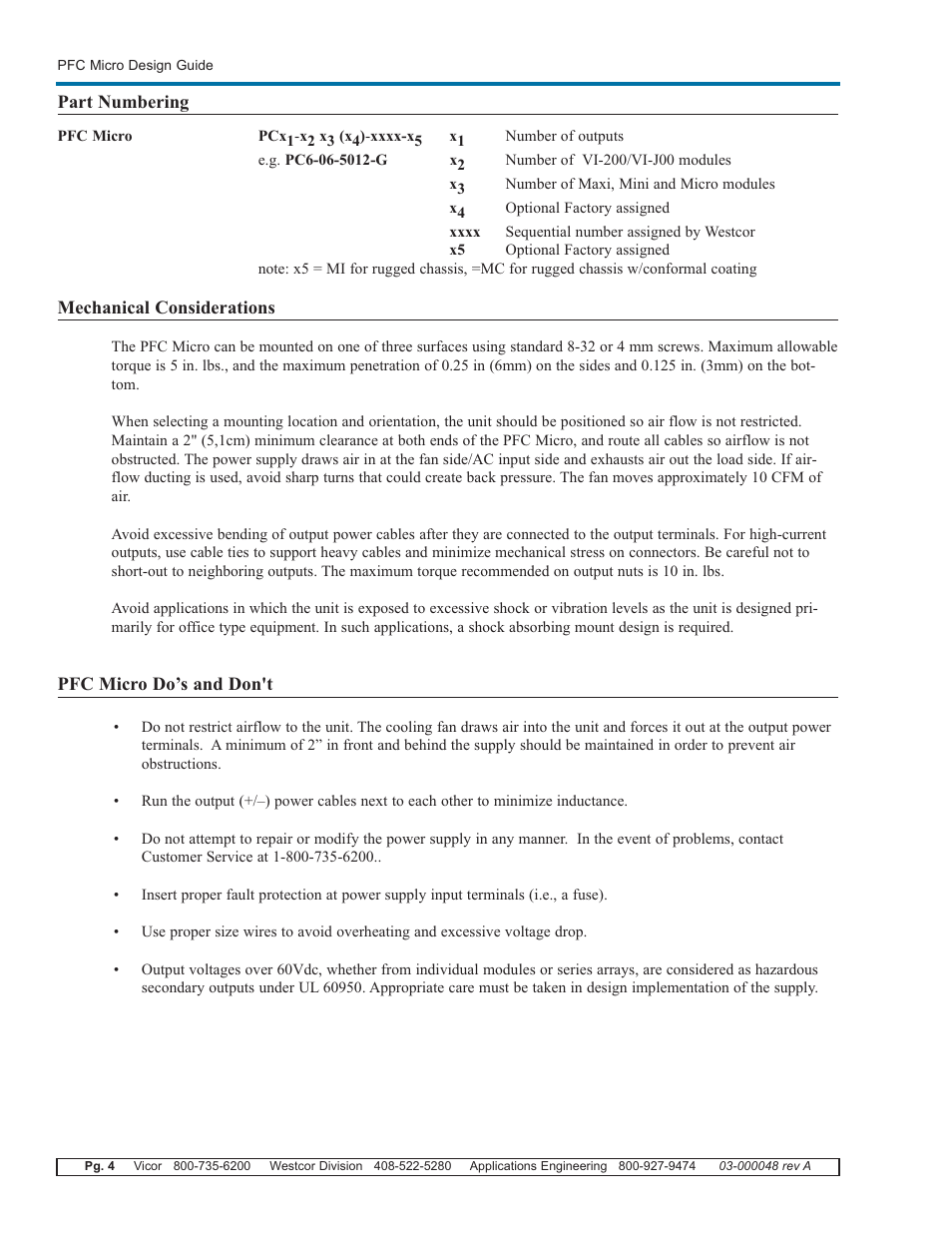 Vicor PFC Micro Power Factor Corrected AC-DC Switcher User Manual | Page 4 / 23