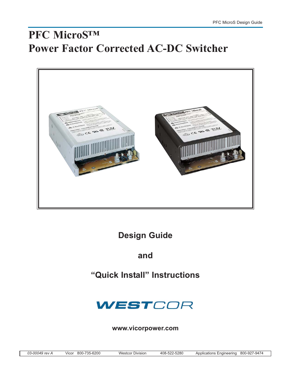 Vicor PFC MicroS Power Factor Corrected AC-DC Switcher User Manual | 22 pages