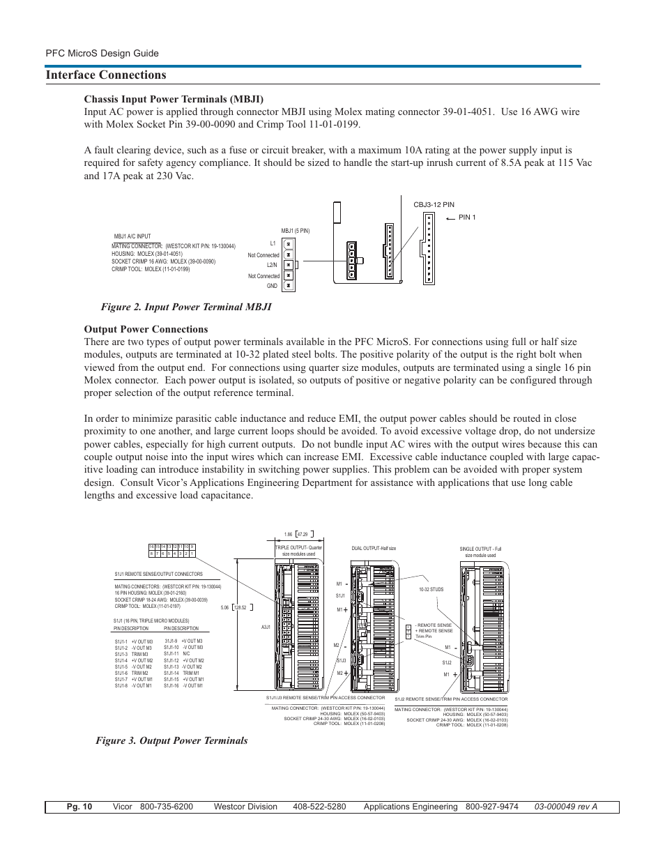 Interface connections, Figure 3. output power terminals, Pfc micros design guide | Vicor PFC MicroS Power Factor Corrected AC-DC Switcher User Manual | Page 10 / 22