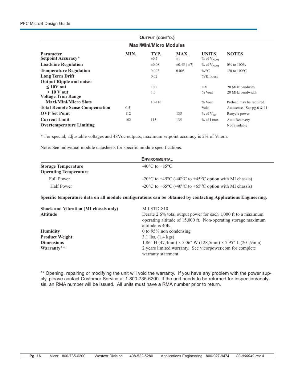 Vicor PFC MicroS Power Factor Corrected AC-DC Switcher User Manual | Page 16 / 22