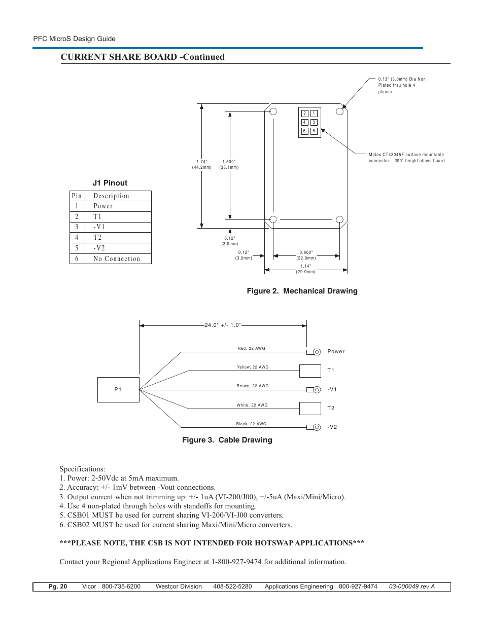 Current share board -continued, Figure 3. cable drawing | Vicor PFC MicroS Power Factor Corrected AC-DC Switcher User Manual | Page 20 / 22