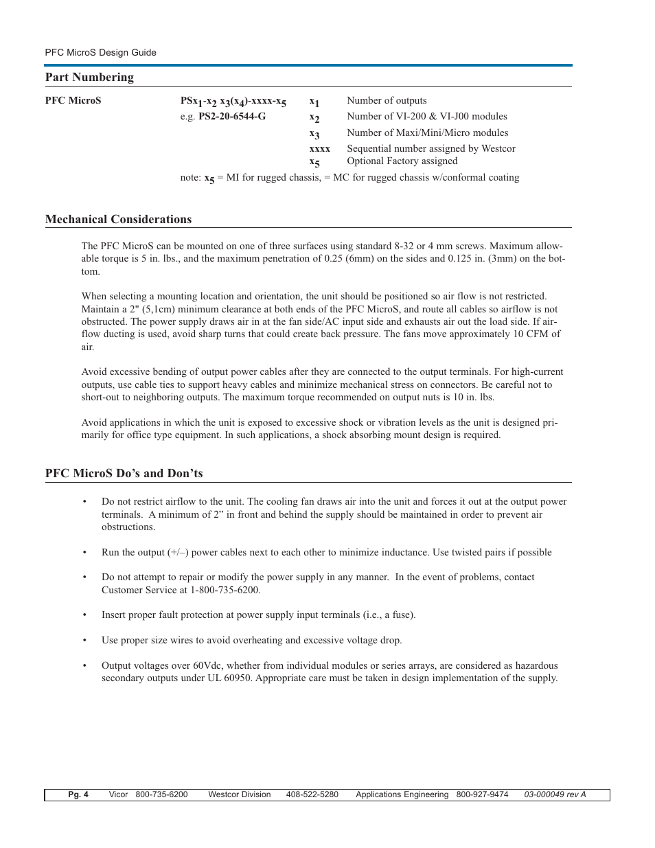 Vicor PFC MicroS Power Factor Corrected AC-DC Switcher User Manual | Page 4 / 22