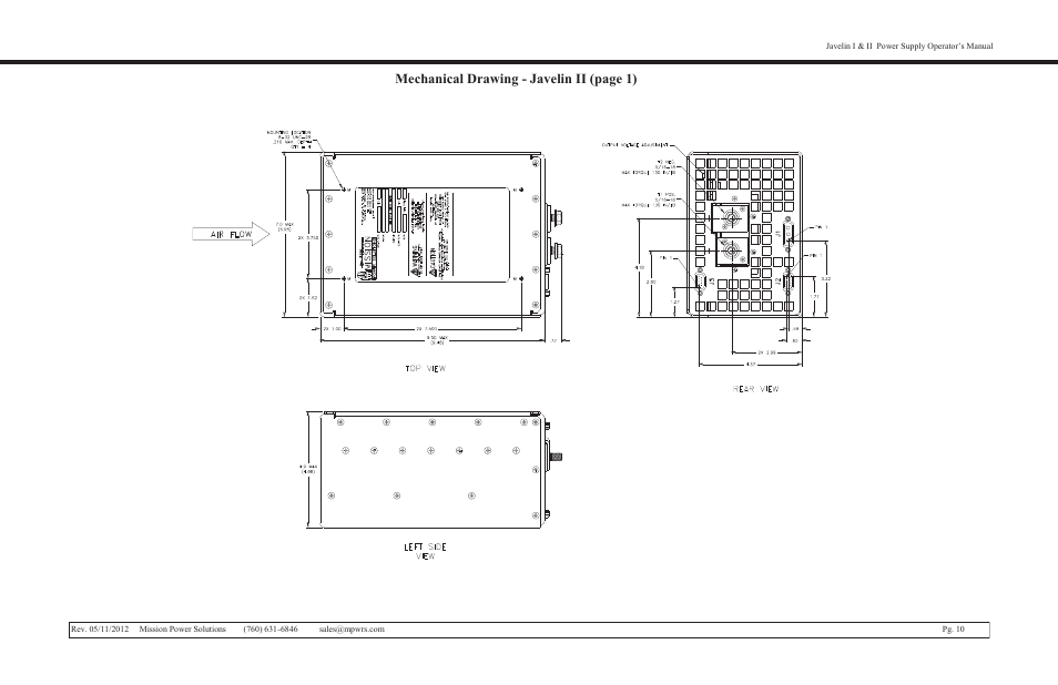 Mechanical drawing - javelin ii (page 1) | Vicor Javelin II User Manual | Page 10 / 15
