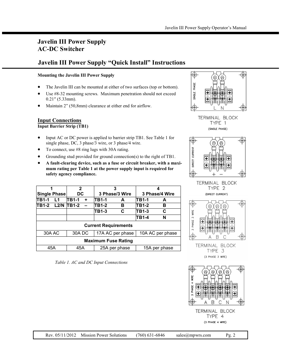 Vicor Javelin III User Manual | Page 2 / 13