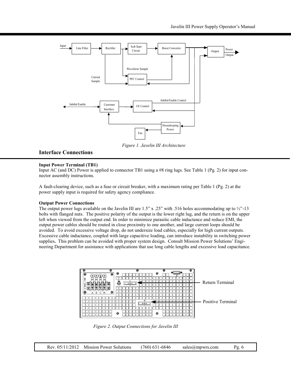 Interface connections | Vicor Javelin III User Manual | Page 6 / 13