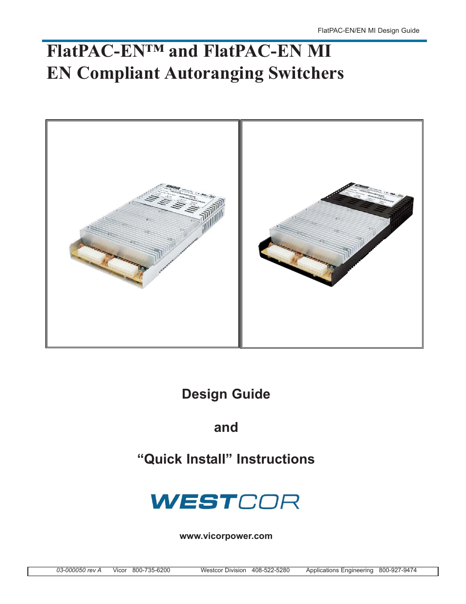 Vicor FlatPAC-EN MI EN Compliant Autoranging Switchers User Manual | 29 pages