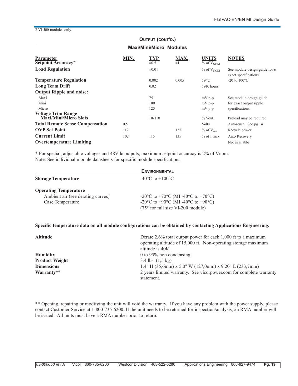 Vicor FlatPAC-EN MI EN Compliant Autoranging Switchers User Manual | Page 19 / 29