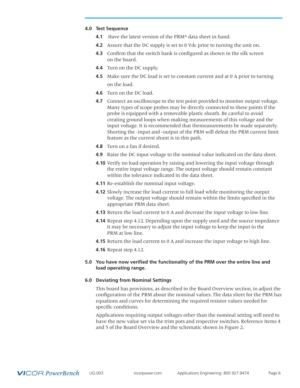 Vicor PRM-AL Customer Evaluation Boards User Manual | Page 6 / 9