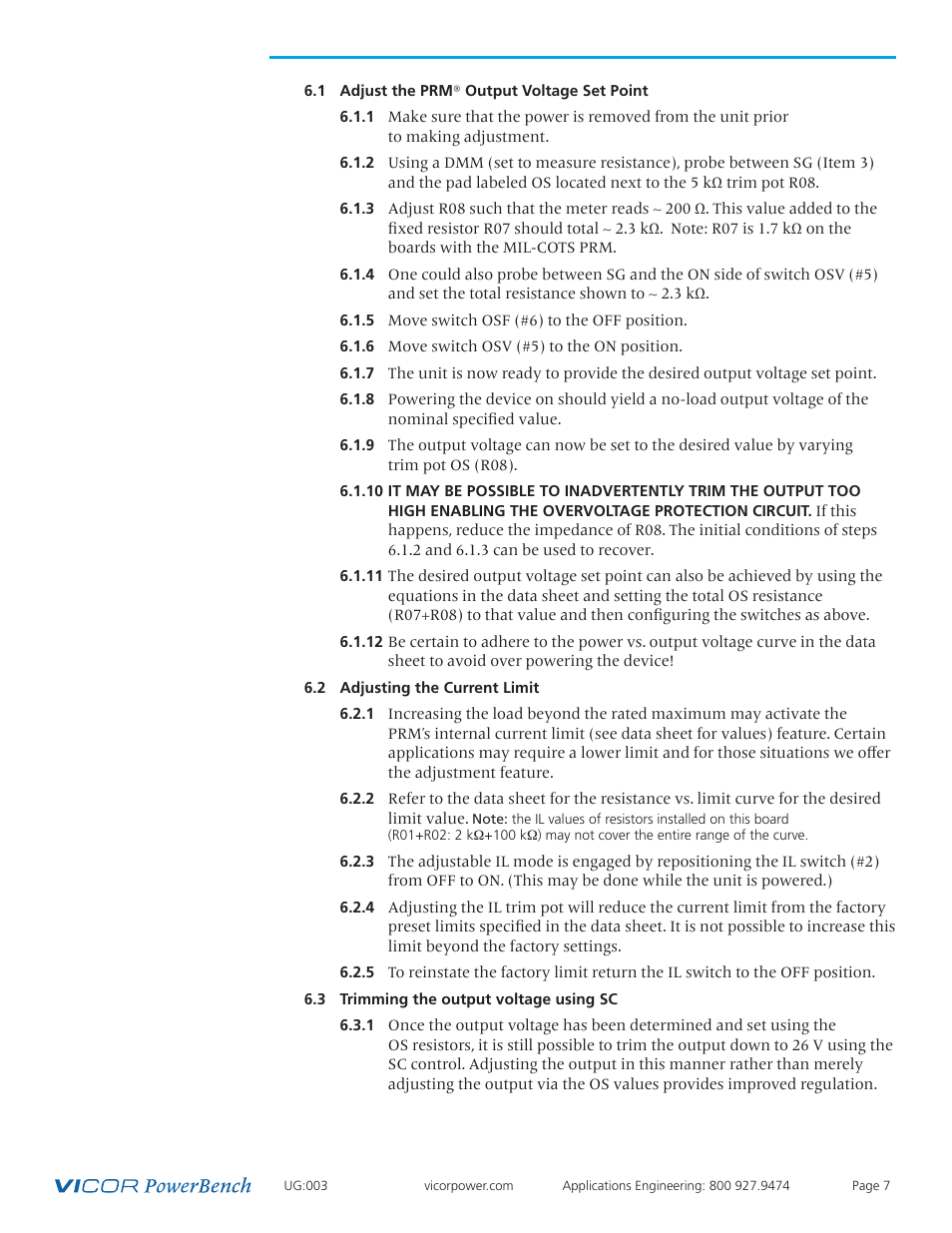 Vicor PRM-AL Customer Evaluation Boards User Manual | Page 7 / 9