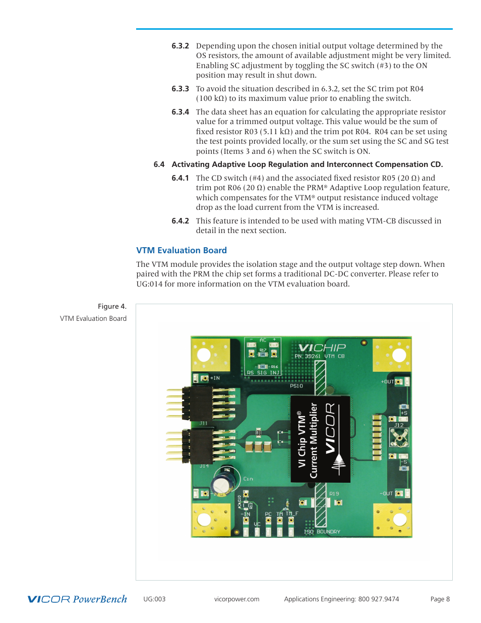 Vtm evaluation board | Vicor PRM-AL Customer Evaluation Boards User Manual | Page 8 / 9