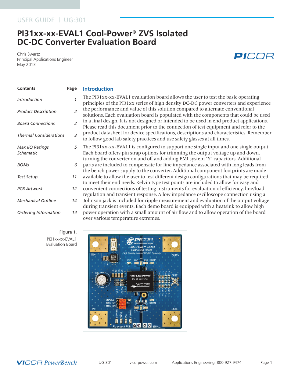 Vicor PI31xx-xx-EVAL1 Cool-Power ZVS Isolated DC-DC Converter Evaluation Board User Manual | 14 pages