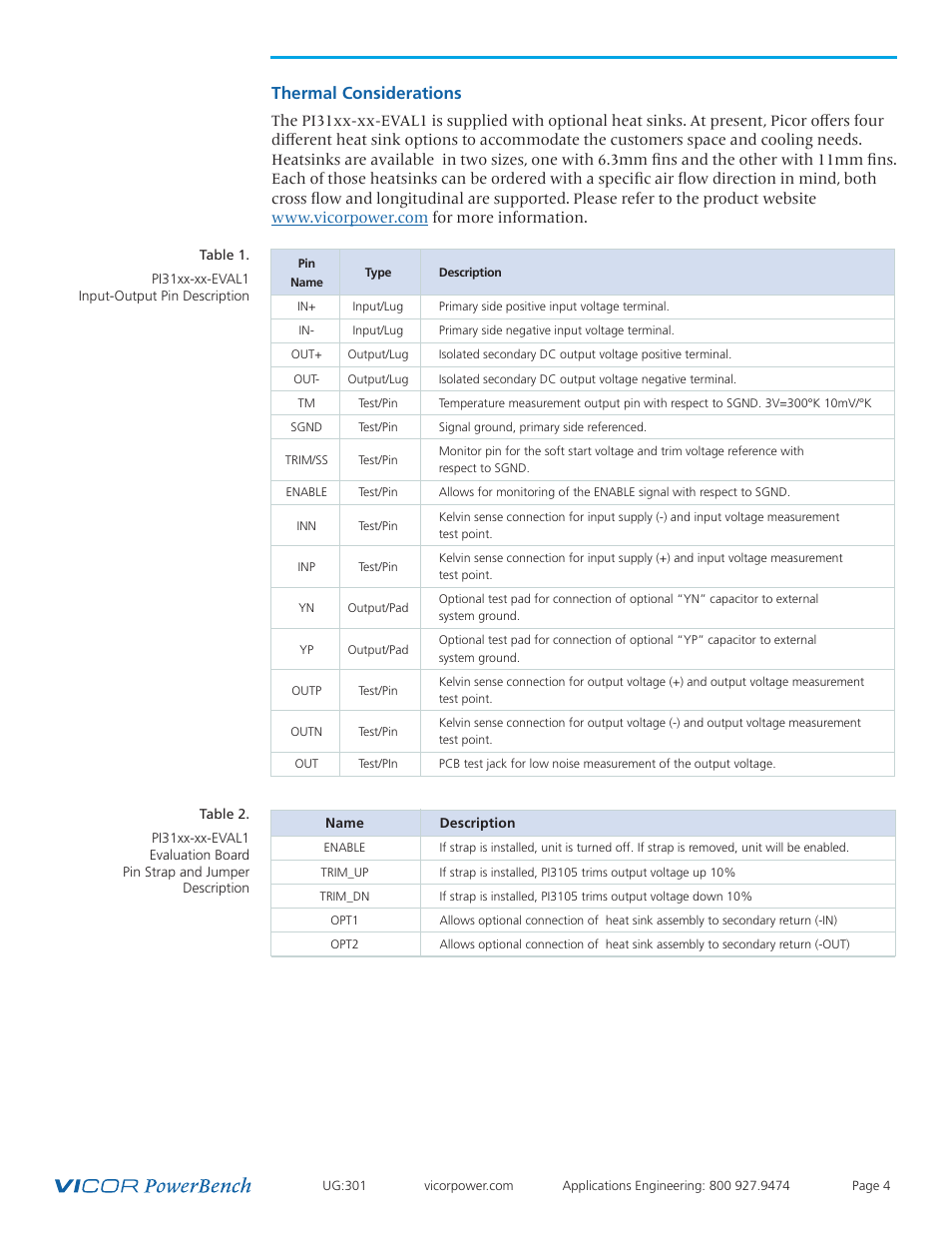 Thermal considerations | Vicor PI31xx-xx-EVAL1 Cool-Power ZVS Isolated DC-DC Converter Evaluation Board User Manual | Page 4 / 14