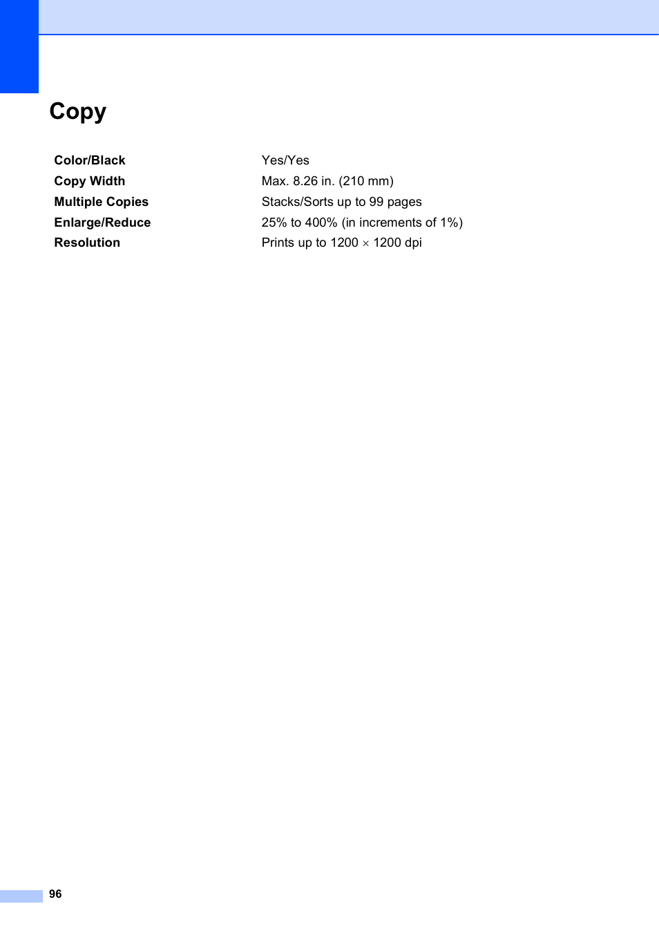 Copy | Brother Fax Machine MFC-J425W User Manual | Page 110 / 121